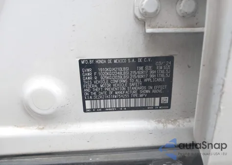 2024 Honda Hr-V 2Wd Lx from USA, damaged, VIN 3CZRZ1H31RM754255